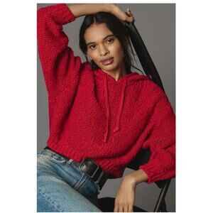 Anthropologie Pilcro NWOT Sailcloth Hooded Sweater Red Raspberry Oversized S